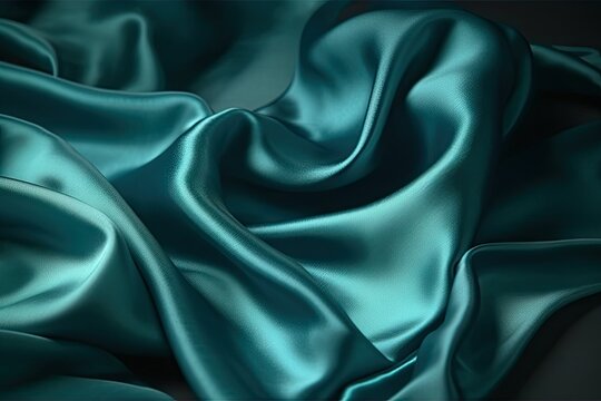 banner web design product space backdrop fabric silky luxurious folds soft wavy background satin silk green blue beautiful