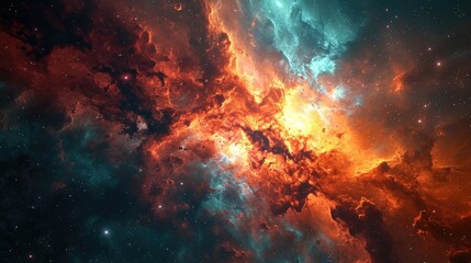 Wall Mural - mesmerizing view of colorful nebula in the night sky, outer space background, abstract nebula space 
