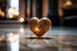 close up of a gold heart marble stone bokeh style background