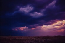 Rainy Storm Cloudy Thunderstorm Background Sky Dramatic Colorful Clouds Sky Blue Violet Purple Dark