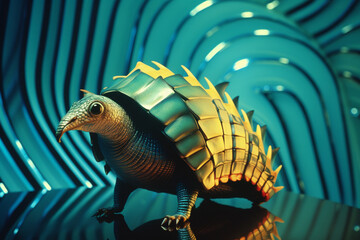 Leinwandbilder - A unique portrayal of abstract armadillos with an otherworldly aura, their armored forms blending seamlessly with the tropical environment.