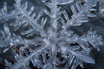 Wall Mural - water frozen background snowflakes ice frost snow winter close pattern frosty background christmas water crystals ice