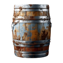 Old Metal Tin Barrel  Isolated On Transparent Background Remove Png