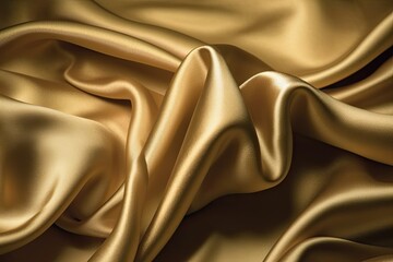 Wall Mural - up close folds wavy wave liquid space copy design your background luxurious background fabric satin silk golden