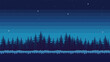 Pixel art forest at night background. Seamless landscape for game or application.