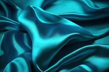 Design Space Background Teal Beautiful Surface Fabric Shiny Folds Satin Silk Blue Light