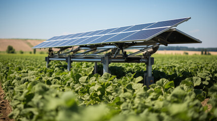 modern farm with solar panels. renewable energy in agriculture