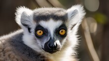 Ring-tailed Lemur Head Close-up Portrait