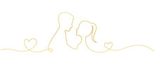 Gold Color Woman And Man Line Art Design Eps Vector