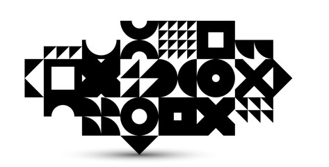 Poster - Abstract vector geometric background, tech engineering look like shapes and lines composition, mechanical engine industry style, black and white.