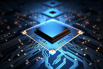Wall Mural - Circuit board. Technology background. Central Computer Processors CPU concept. Motherboard digital chip. generative ai.