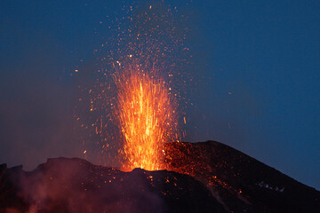 Wall Mural - Eruptive vent with lava emis at the top of the Etna volcano