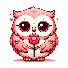 Pink Owl Valentine Clip Art