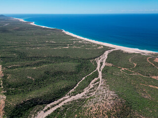 Wall Mural - aerial view of tsandy beach near odos santos mexico baja california sur from mirador viewpoint lookout