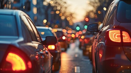 Poster - Transportation crisis, Congestion and cars waiting for fuel. Generative AI.