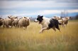 border collie herding sheep in a pasture