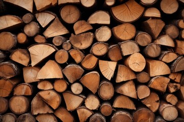 Wall Mural - High-quality photo of firewood logs stacked, with a textured background.