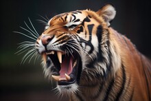 Sumatran Tiger Yawning, Showcasing Sharp Teeth