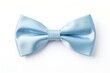 Light blue bow tie viewed from above on white background