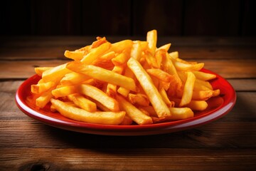 Poster - Fried fries on a wooden table