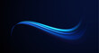 © Vitalii - Luminous blue lines speed. Neon color glowing lines background, high-speed light trails effect. Futuristic dynamic motion technology.