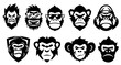 Playful Gorilla Logo Vector. black Illustration in various themes. Hand drawn collection.