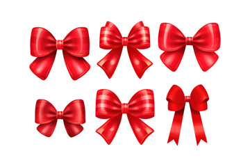 Set of red bows set on the transparent background. Vector illustration design.