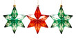 a red and green star ornaments