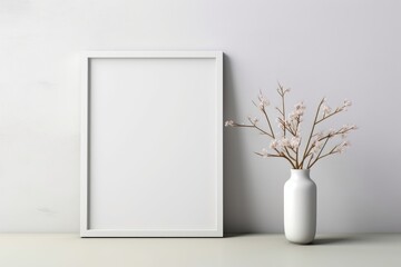 Poster - Blank picture frame mock-up on wall in modern interior.