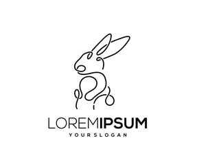 Wall Mural - Rabbit Animal, Hand Drawn Logo Design Vector