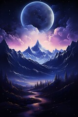 Wall Mural - a landscape of mountains and trees