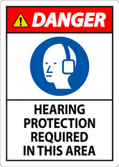 Wall Mural - Danger Sign Hearing Protection Required In This Area