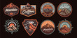 © Ramosh Artworks - mountain adventure hipster logos. Set of Vintage Outdoor mountains Summer Camp badges or Patches. vector emblem designs. Great for shirts, stamps, stickers logos and labels.