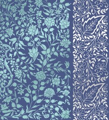  wedding card design, traditional paisley floral pattern , royal India	