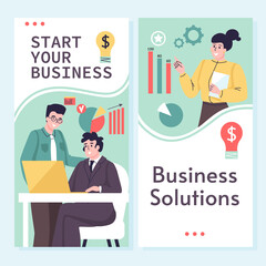 Wall Mural - Business people banner set