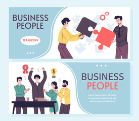 Wall Mural - Business people banner set