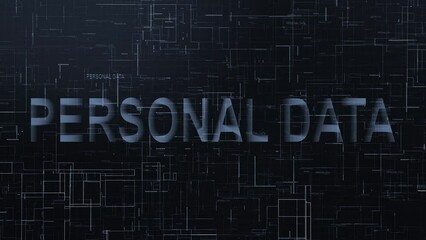 Personal data text technology data line animation