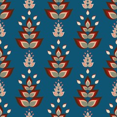 Wall Mural - Abstract ethnic ikat pattern design for background, clothing, fabric, wallpaper, wrapping, batik. Knitwear, Pixel pattern, Embroidery style