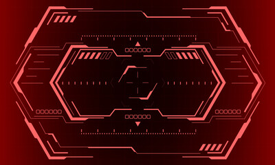 Poster - HUD sci-fi hexagon interface screen view hexagon geometric design virtual reality futuristic technology creative display on red vector
