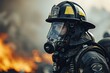 In this striking visual, a firefighter is depicted against a backdrop of flames, capturing the dynamic nature of their profession and the challenges they bravely face