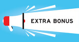 Fototapeta  - Color megaphone icon with word extra bonus in white banner on blue background