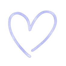 Transparent Blue Watercolor Heart Outline