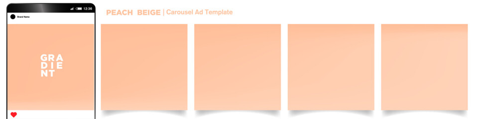 Poster - Soft Peach and Beige gradient  carousel ad template. Abstract Gradient background set. Color of the year templates. Vector Illustration. 