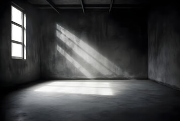 Poster - Dark concrete empty room. Modern architecture design. Dark Concrete Wall Architecture