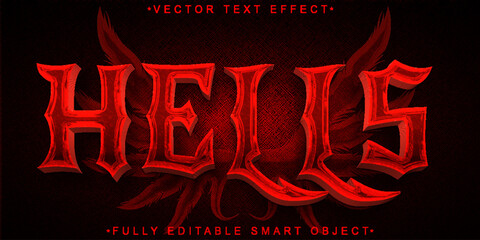 Wall Mural - Red Horror Hells Vector Fully Editable Smart Object Text Effect