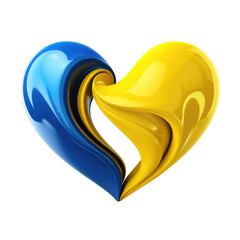 Two hearts blue and yellow isolated on white background