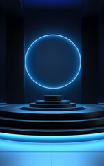 Wall Mural - a round blue light in a room