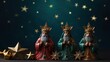 Holy night of Epiphany, three kings, Star of Bethlehem, dark blue background