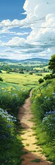 Wall Mural - a dirt path through a field of flowers