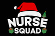 Nurse Squad Funny Santa Hat Christmas T-Shirt Design